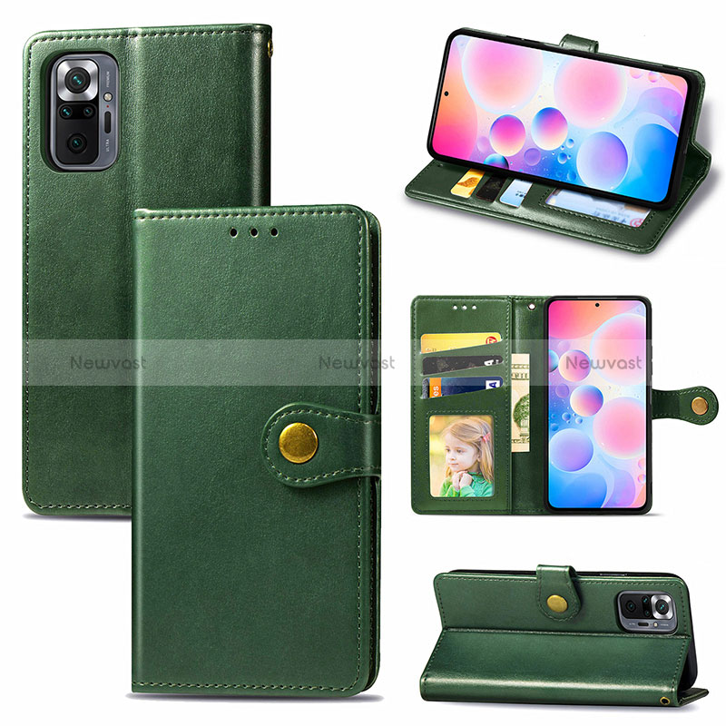 Leather Case Stands Flip Cover Holder S07D for Xiaomi Redmi Note 10 Pro 4G