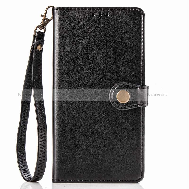 Leather Case Stands Flip Cover Holder S07D for Xiaomi Redmi Note 9 Black