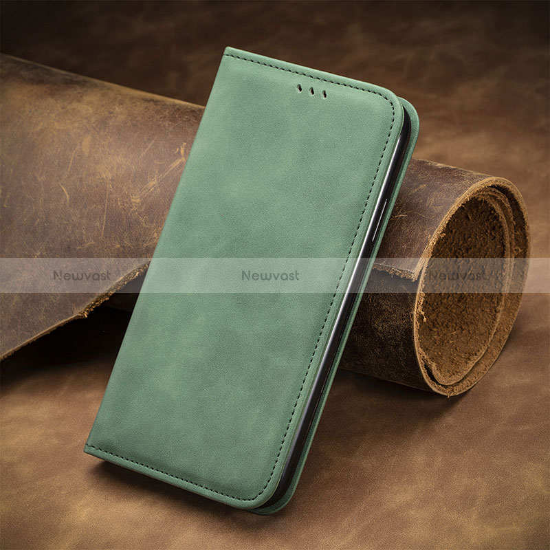 Leather Case Stands Flip Cover Holder S08D for Huawei Nova 8i Green