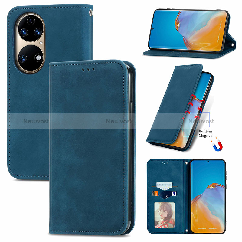 Leather Case Stands Flip Cover Holder S08D for Huawei P50