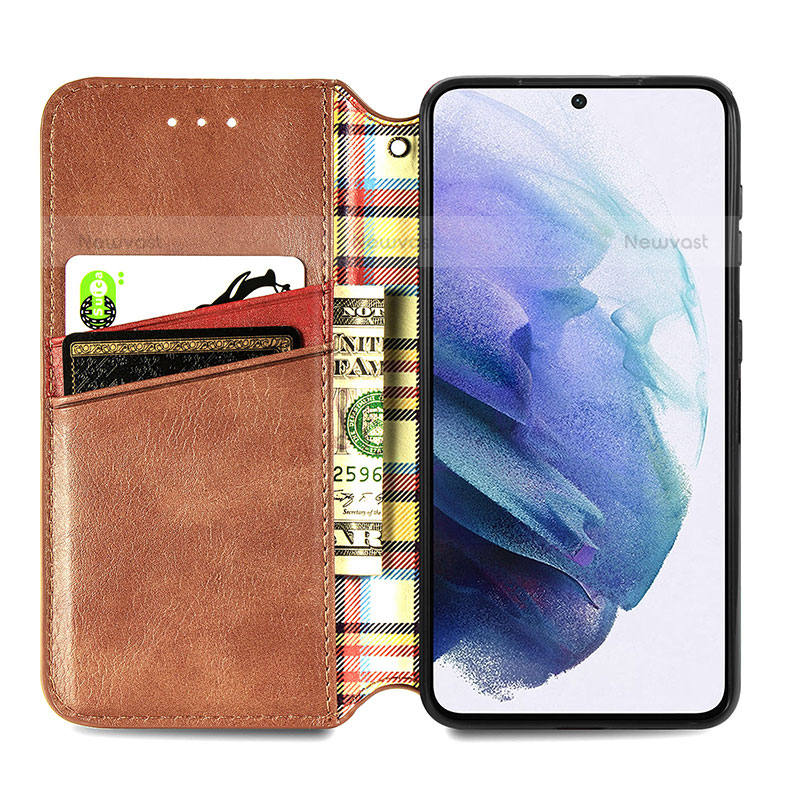 Leather Case Stands Flip Cover Holder S08D for Samsung Galaxy S21 Plus 5G