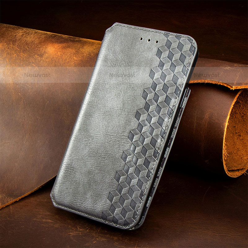 Leather Case Stands Flip Cover Holder S08D for Samsung Galaxy S21 Plus 5G Gray