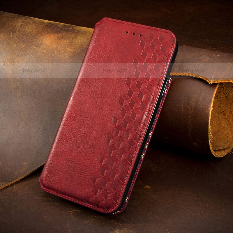 Leather Case Stands Flip Cover Holder S08D for Samsung Galaxy S21 Plus 5G Red