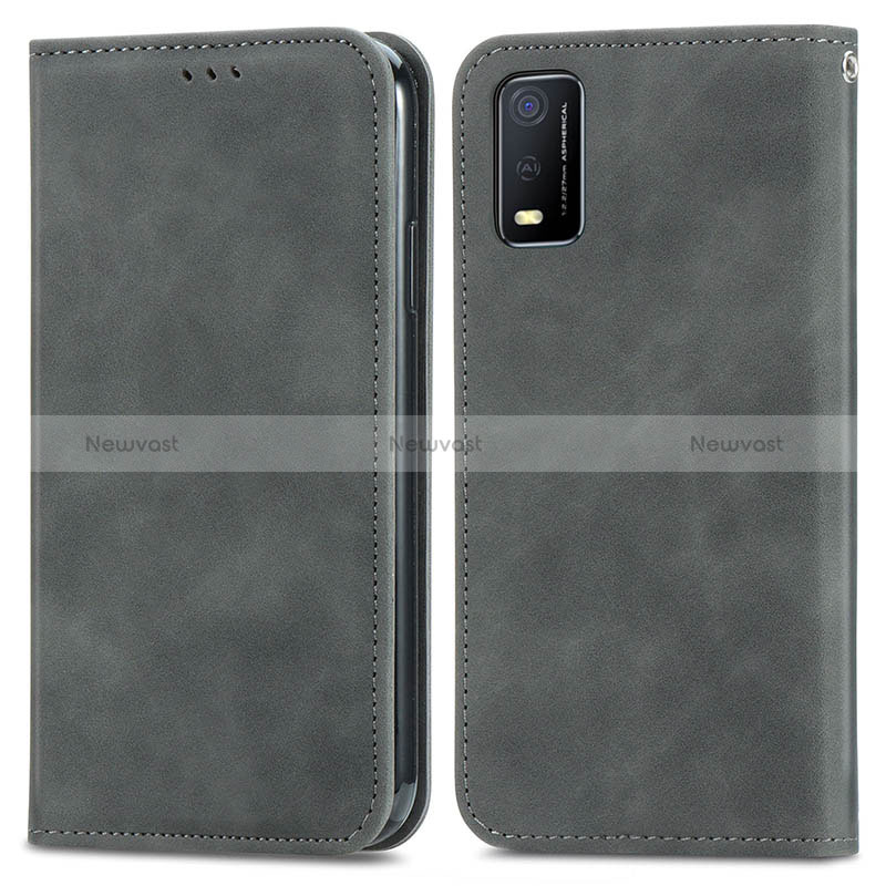 Leather Case Stands Flip Cover Holder S08D for Vivo Y3s (2021)