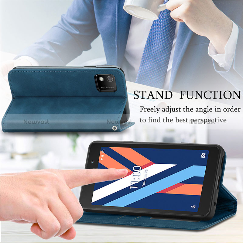 Leather Case Stands Flip Cover Holder S08D for Wiko Y52