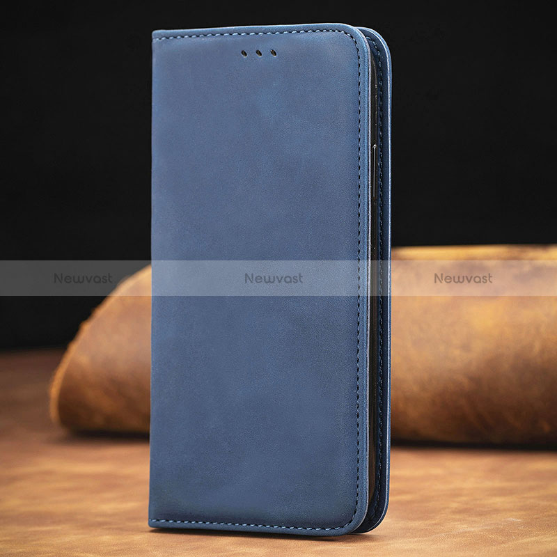 Leather Case Stands Flip Cover Holder S08D for Xiaomi POCO M3 Pro 5G Blue
