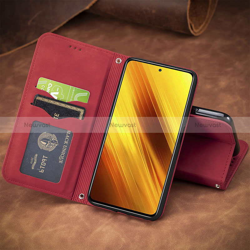 Leather Case Stands Flip Cover Holder S08D for Xiaomi Poco X3 NFC