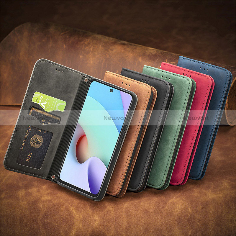 Leather Case Stands Flip Cover Holder S08D for Xiaomi Redmi 10 4G