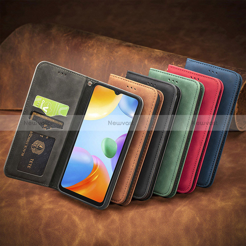 Leather Case Stands Flip Cover Holder S08D for Xiaomi Redmi 10C 4G