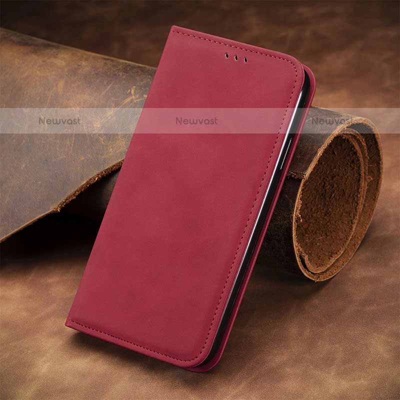 Leather Case Stands Flip Cover Holder S08D for Xiaomi Redmi K60 Ultra 5G Red