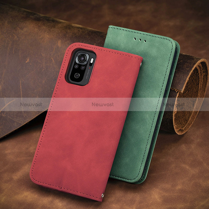 Leather Case Stands Flip Cover Holder S08D for Xiaomi Redmi Note 10 4G