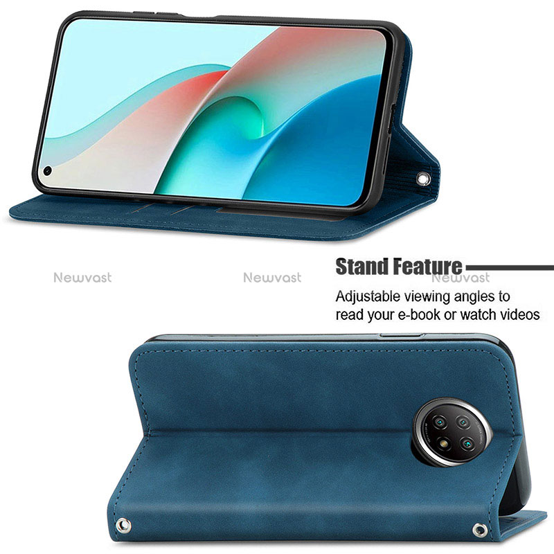 Leather Case Stands Flip Cover Holder S08D for Xiaomi Redmi Note 9T 5G
