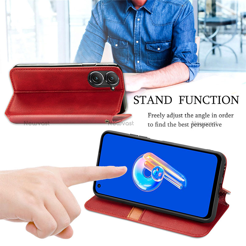 Leather Case Stands Flip Cover Holder S09D for Asus Zenfone 9