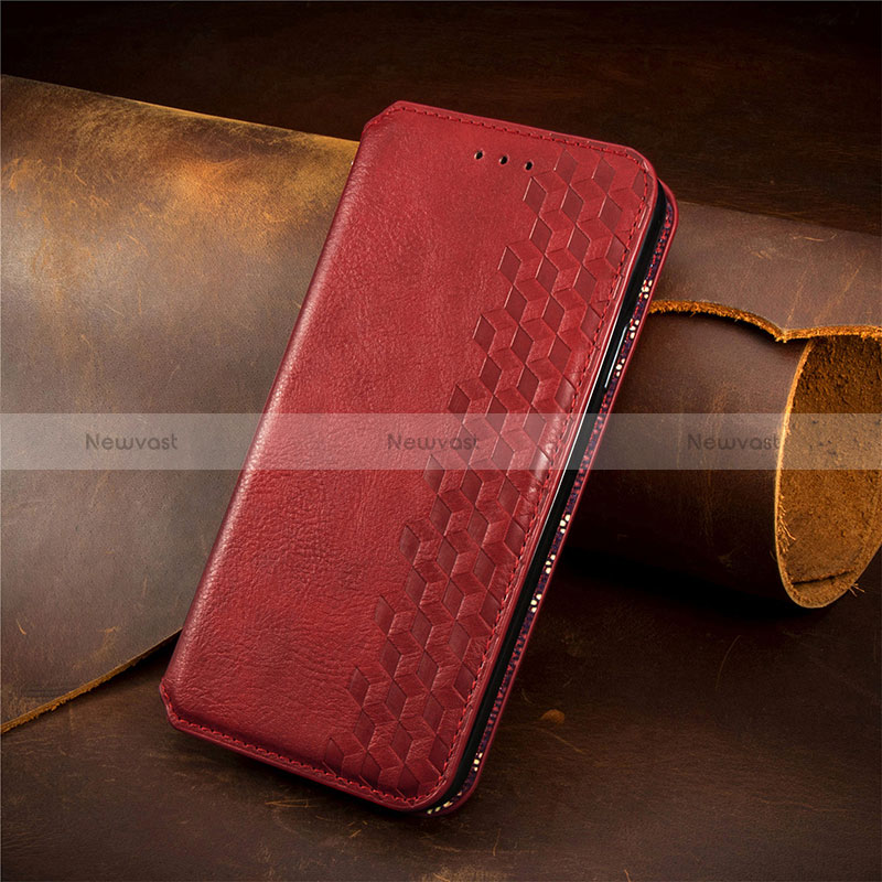 Leather Case Stands Flip Cover Holder S09D for Asus Zenfone 9 Red