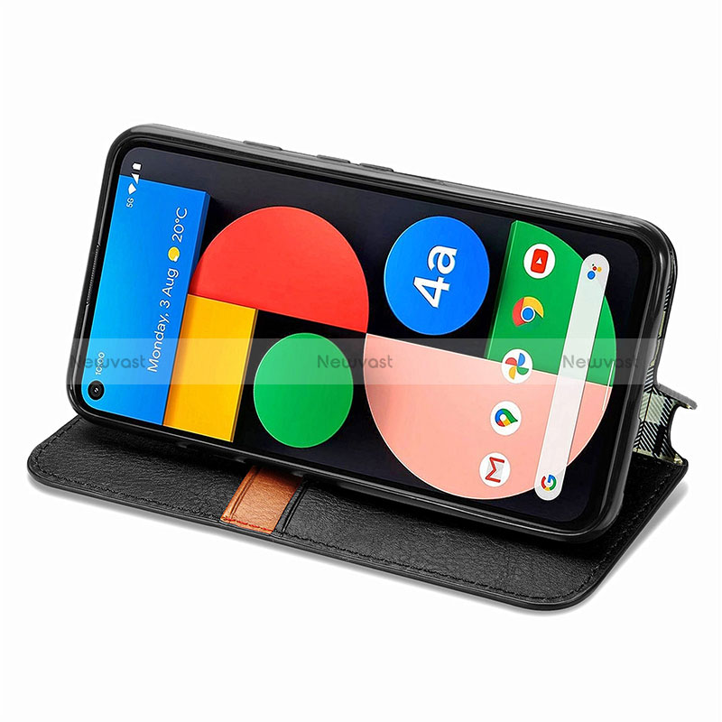 Leather Case Stands Flip Cover Holder S09D for Google Pixel 5 XL 5G