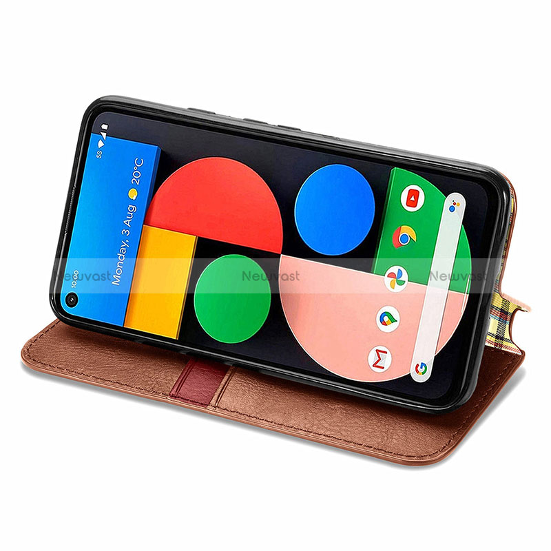 Leather Case Stands Flip Cover Holder S09D for Google Pixel 5a 5G