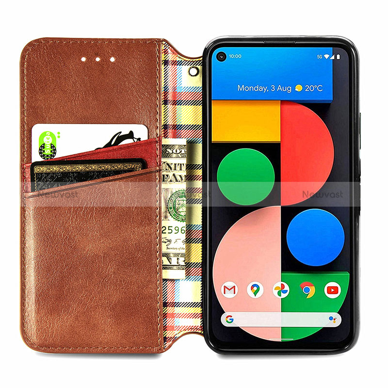 Leather Case Stands Flip Cover Holder S09D for Google Pixel 5a 5G