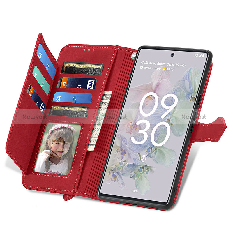 Leather Case Stands Flip Cover Holder S09D for Google Pixel 6a 5G