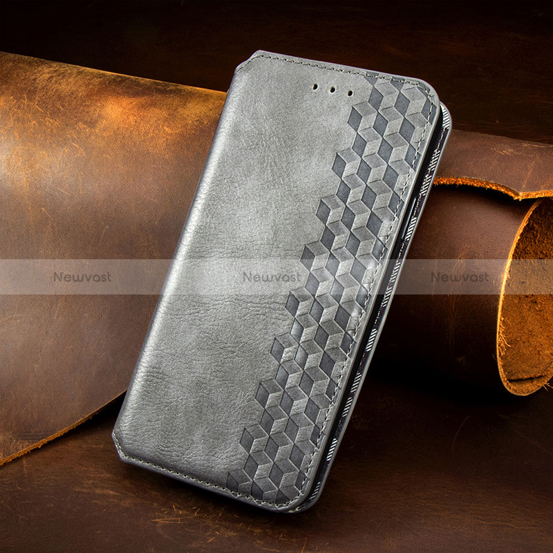 Leather Case Stands Flip Cover Holder S09D for Huawei Honor 70 Lite 5G Gray