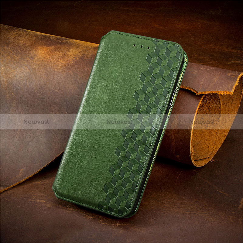 Leather Case Stands Flip Cover Holder S09D for Huawei Honor 70 Lite 5G Green