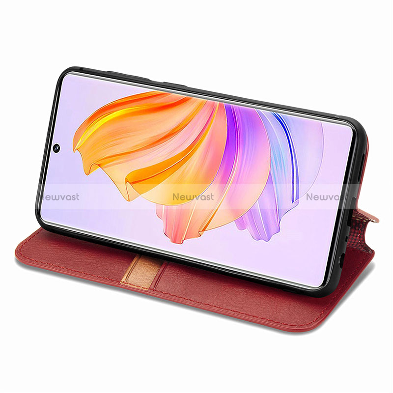 Leather Case Stands Flip Cover Holder S09D for Huawei Honor 80 SE 5G