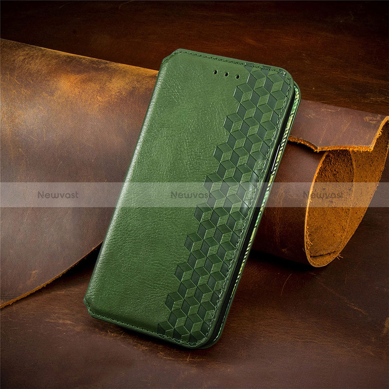 Leather Case Stands Flip Cover Holder S09D for Huawei Nova 8i Green