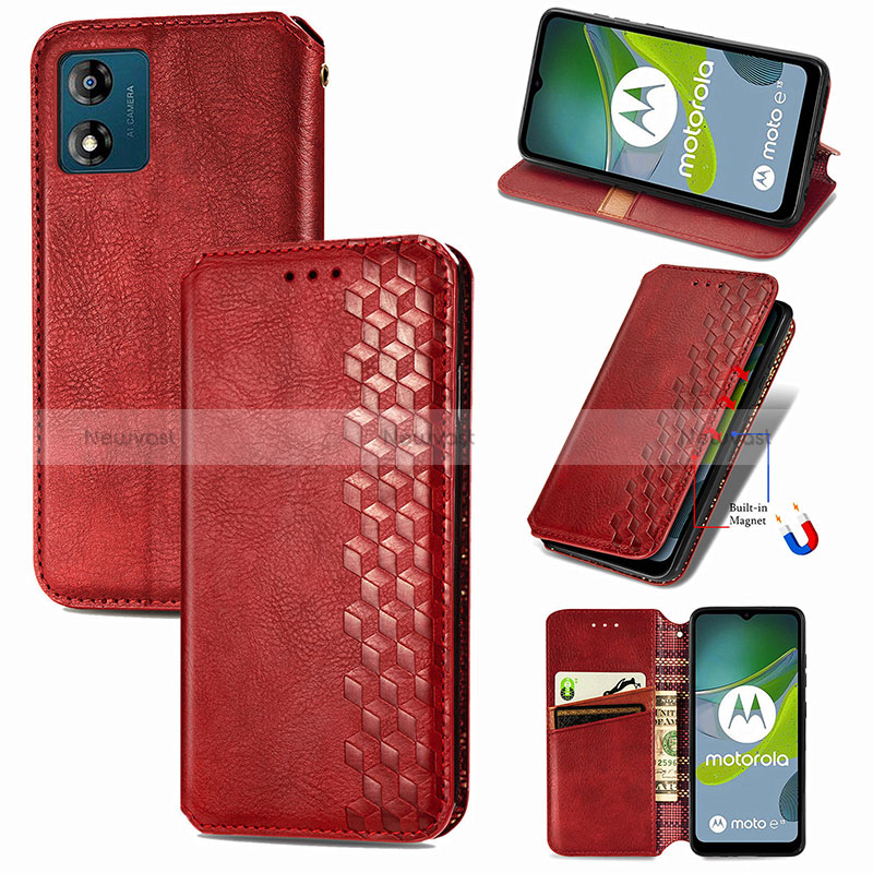 Leather Case Stands Flip Cover Holder S09D for Motorola Moto E13