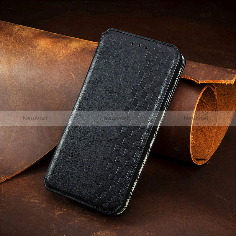 Leather Case Stands Flip Cover Holder S09D for Motorola Moto Edge (2023) 5G Black