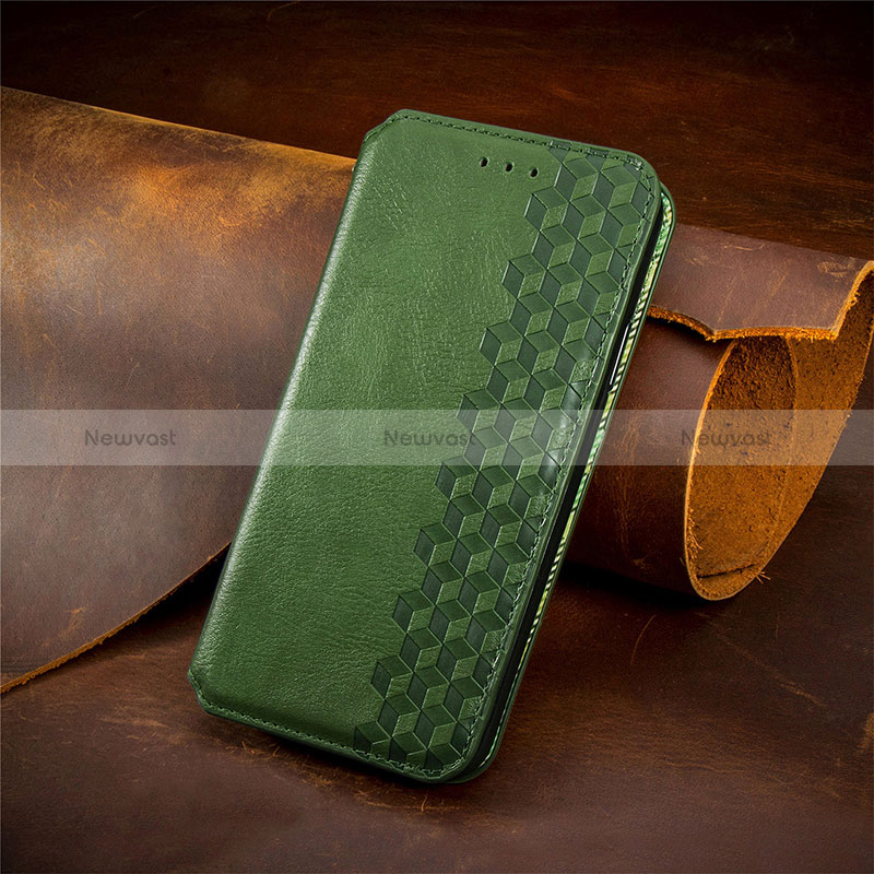 Leather Case Stands Flip Cover Holder S09D for Motorola Moto Edge (2023) 5G Green