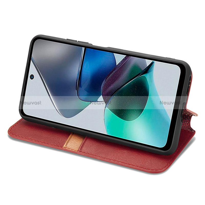 Leather Case Stands Flip Cover Holder S09D for Motorola Moto G23