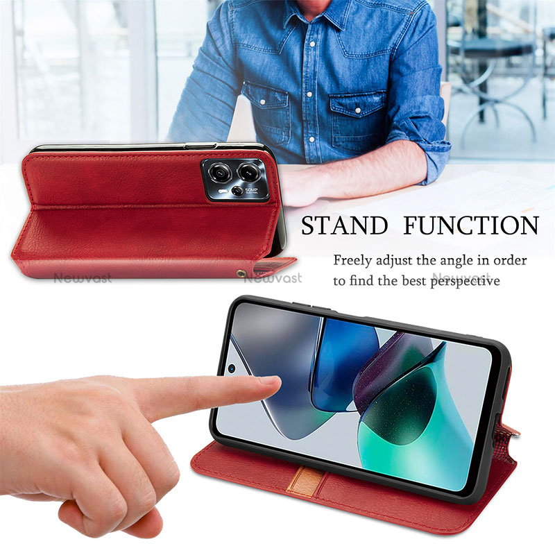 Leather Case Stands Flip Cover Holder S09D for Motorola Moto G23