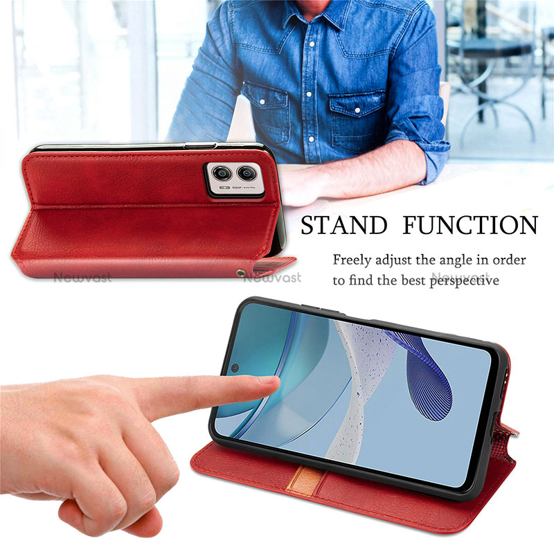 Leather Case Stands Flip Cover Holder S09D for Motorola Moto G53y 5G