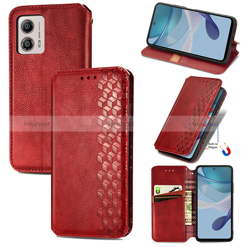 Leather Case Stands Flip Cover Holder S09D for Motorola Moto G53y 5G