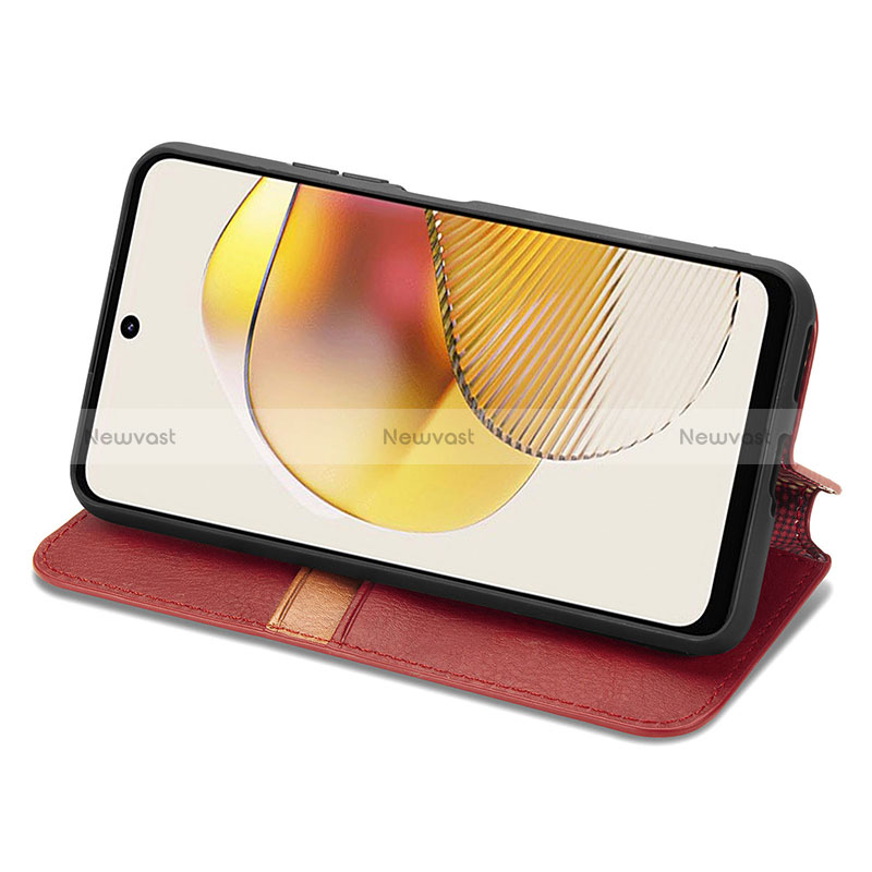 Leather Case Stands Flip Cover Holder S09D for Motorola Moto G73 5G