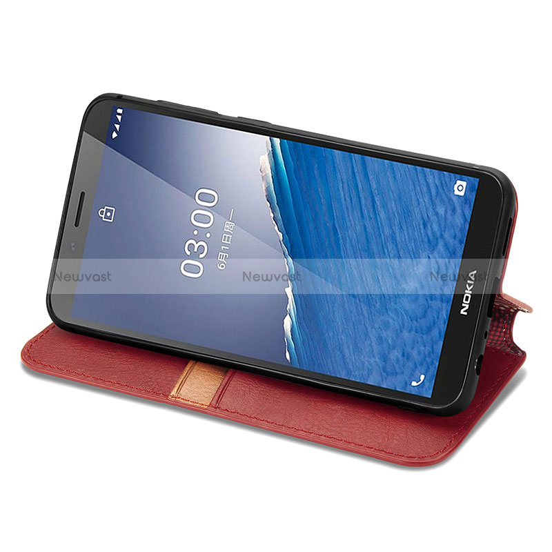 Leather Case Stands Flip Cover Holder S09D for Nokia C3