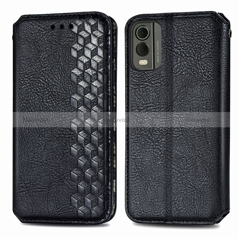 Leather Case Stands Flip Cover Holder S09D for Nokia C32 Black