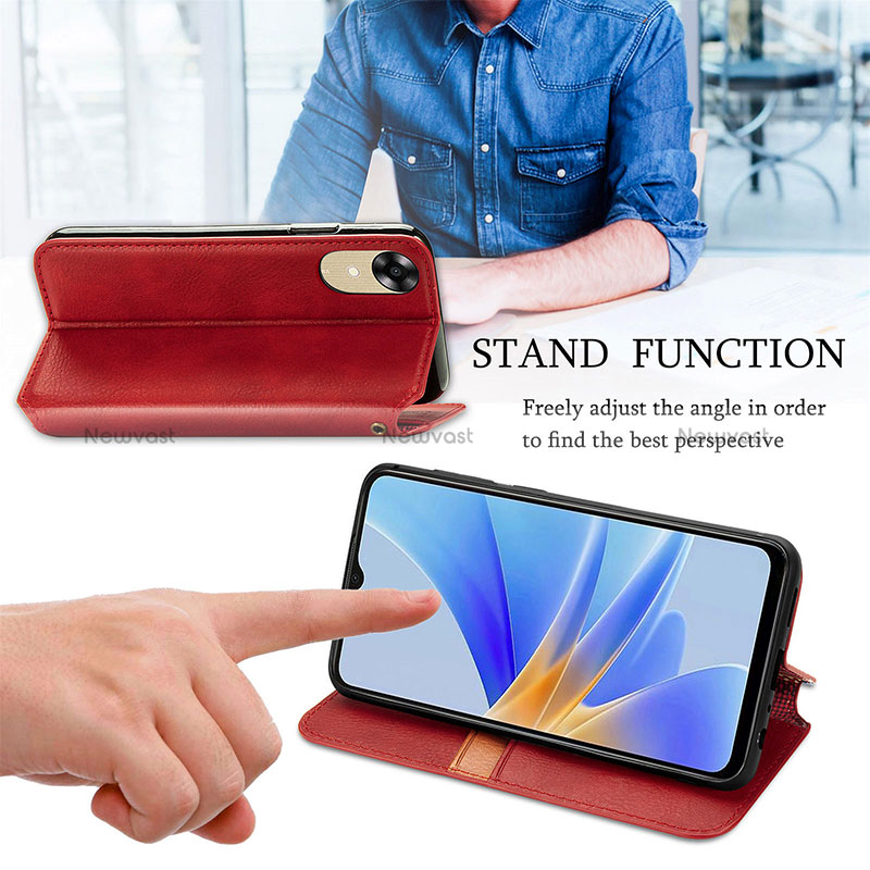 Leather Case Stands Flip Cover Holder S09D for Oppo A17K