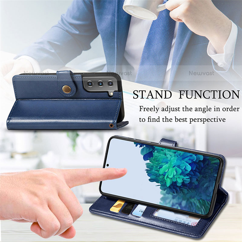 Leather Case Stands Flip Cover Holder S09D for Samsung Galaxy S21 Plus 5G