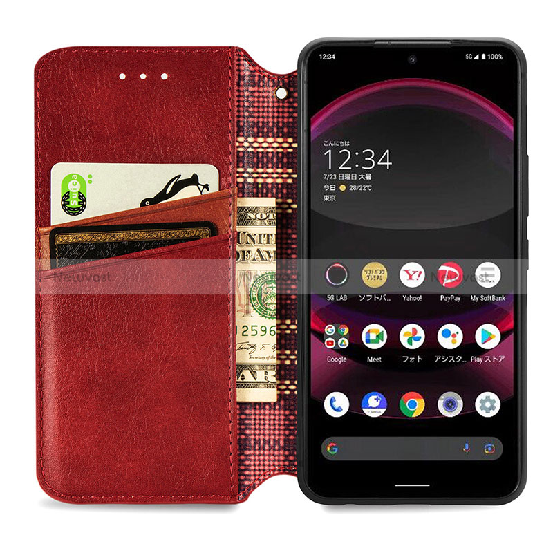 Leather Case Stands Flip Cover Holder S09D for Sharp Aquos R8 Pro