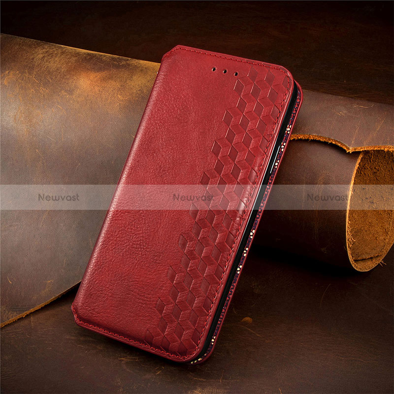 Leather Case Stands Flip Cover Holder S09D for Xiaomi Poco F4 5G Red