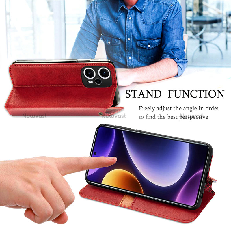 Leather Case Stands Flip Cover Holder S09D for Xiaomi Poco F5 5G