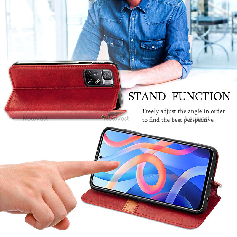 Leather Case Stands Flip Cover Holder S09D for Xiaomi Poco M4 Pro 5G