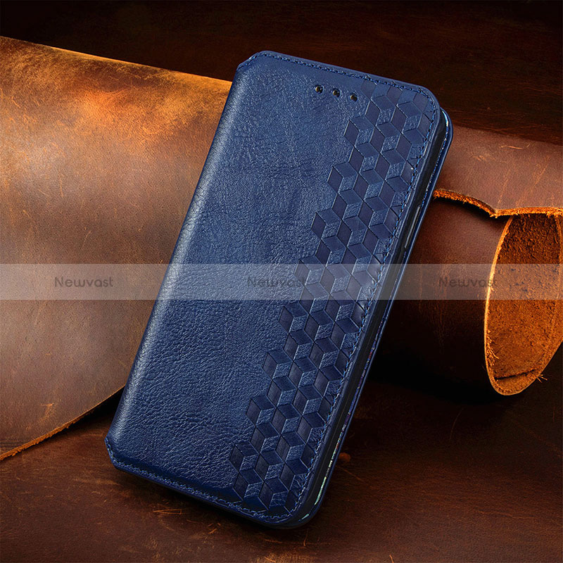 Leather Case Stands Flip Cover Holder S09D for Xiaomi Poco M5S Blue