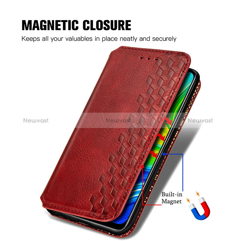 Leather Case Stands Flip Cover Holder S09D for Xiaomi Redmi 10X 4G