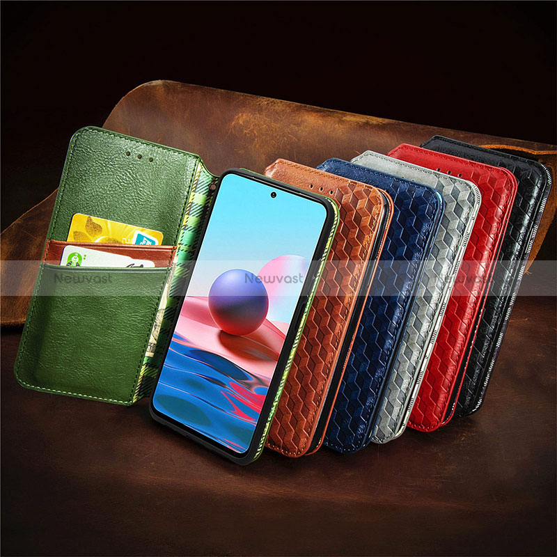 Leather Case Stands Flip Cover Holder S09D for Xiaomi Redmi Note 10 4G