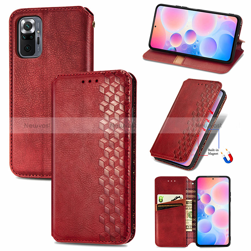 Leather Case Stands Flip Cover Holder S09D for Xiaomi Redmi Note 10 Pro Max