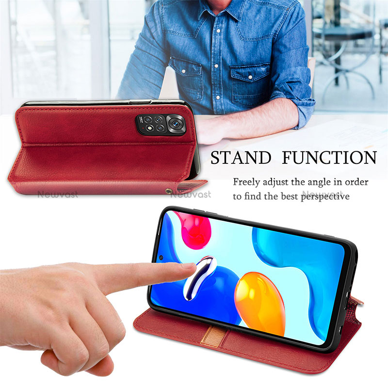 Leather Case Stands Flip Cover Holder S09D for Xiaomi Redmi Note 11 4G (2022)