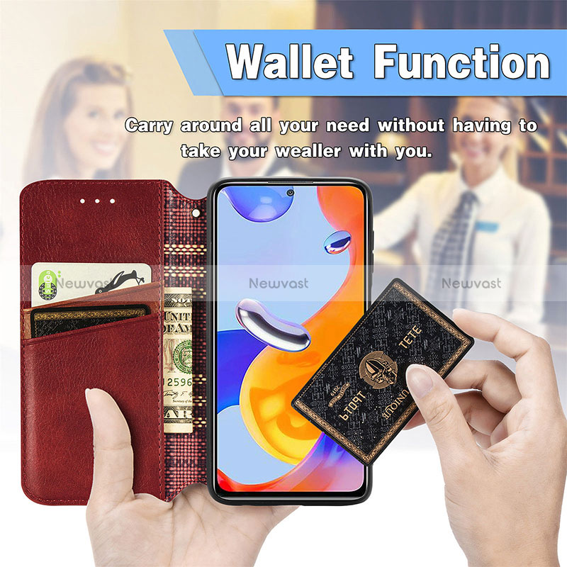 Leather Case Stands Flip Cover Holder S09D for Xiaomi Redmi Note 11 Pro 4G