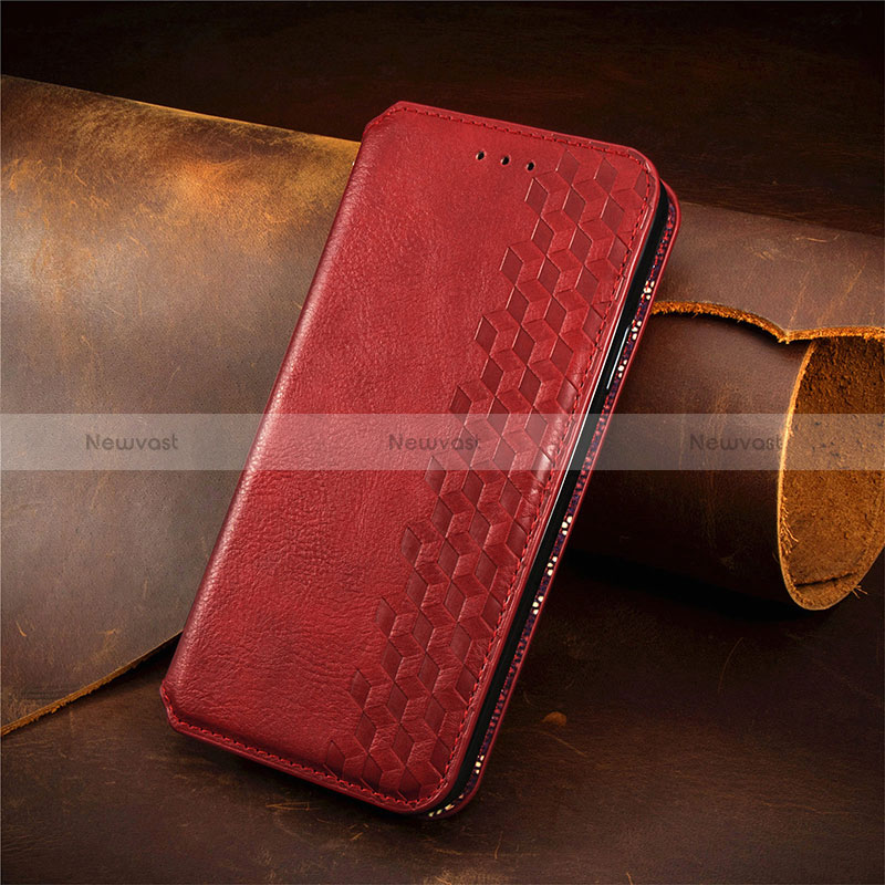 Leather Case Stands Flip Cover Holder S09D for Xiaomi Redmi Note 11 SE India 4G Red