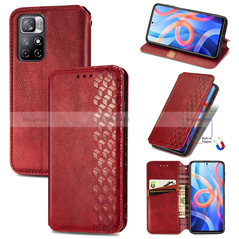 Leather Case Stands Flip Cover Holder S09D for Xiaomi Redmi Note 11S 5G